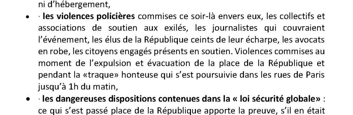 APPEL A RASSEMBLEMENT et DÉAMBULATION du 28 nov20